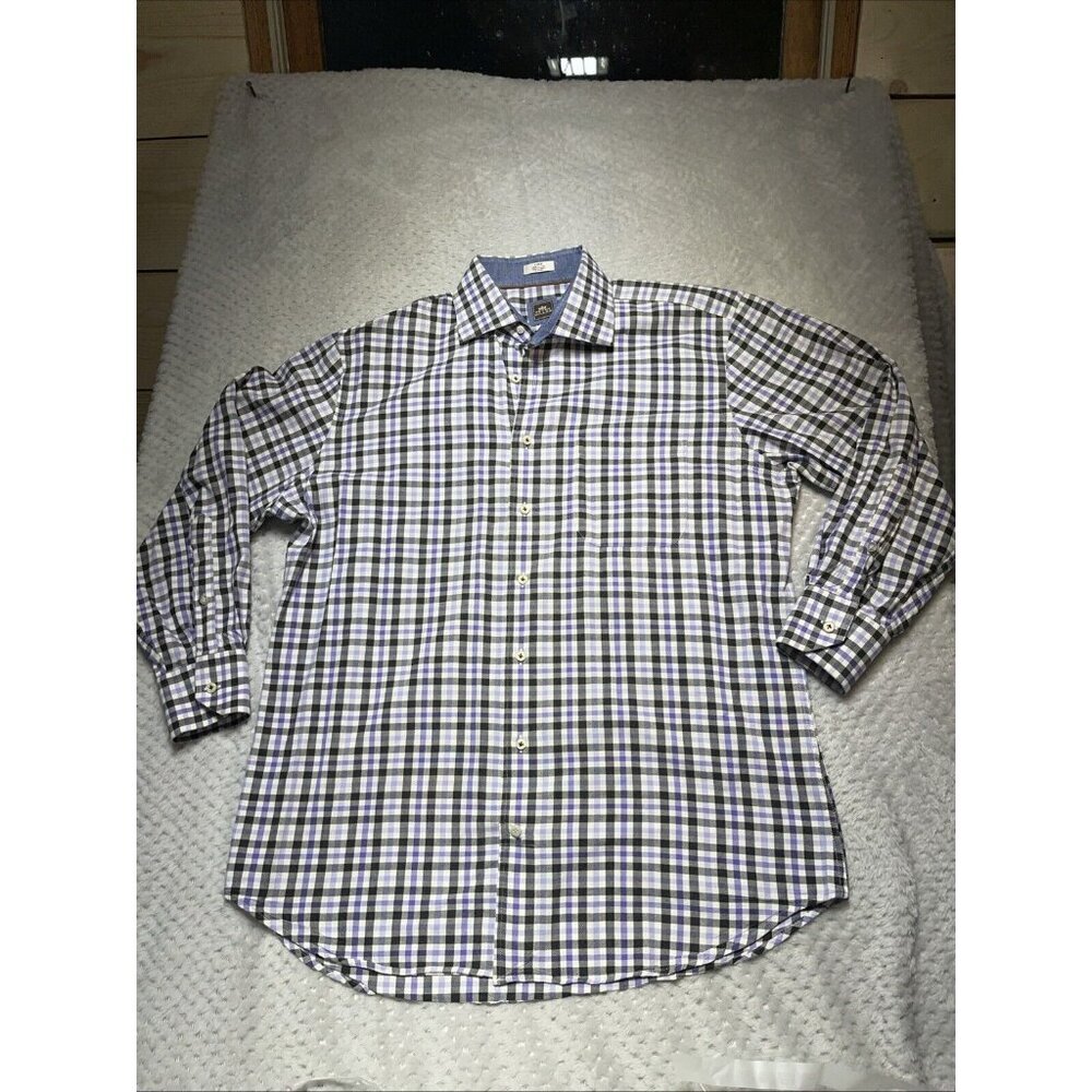 Peter Millar Large Made In Turkey Men’s Long Sleeve Shirt Plaid‎ Luxury Cotton